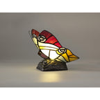 NL73029 Monty Tiffany Butterfly Table Lamp 1 Light Black Base With Red/Yellow/Blue Glass With Clear Crystal