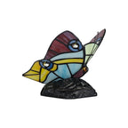 NL73029 Monty Tiffany Butterfly Table Lamp 1 Light Black Base With Red/Yellow/Blue Glass With Clear Crystal