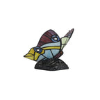NL73029 Monty Tiffany Butterfly Table Lamp 1 Light Black Base With Red/Yellow/Blue Glass With Clear Crystal