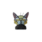 NL73029 Monty Tiffany Butterfly Table Lamp 1 Light Black Base With Red/Yellow/Blue Glass With Clear Crystal