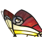 NL73029 Monty Tiffany Butterfly Table Lamp 1 Light Black Base With Red/Yellow/Blue Glass With Clear Crystal