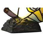 NL73029 Monty Tiffany Butterfly Table Lamp 1 Light Black Base With Red/Yellow/Blue Glass With Clear Crystal