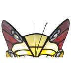 NL73029 Monty Tiffany Butterfly Table Lamp 1 Light Black Base With Red/Yellow/Blue Glass With Clear Crystal