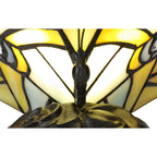 NL73029 Monty Tiffany Butterfly Table Lamp 1 Light Black Base With Red/Yellow/Blue Glass With Clear Crystal