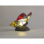 NL73029 Monty Tiffany Butterfly Table Lamp 1 Light Black Base With Red/Yellow/Blue Glass With Clear Crystal