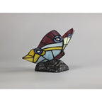 NL73029 Monty Tiffany Butterfly Table Lamp 1 Light Black Base With Red/Yellow/Blue Glass With Clear Crystal
