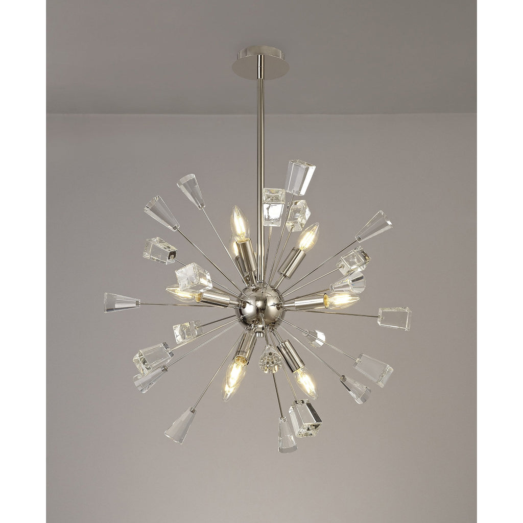 NL73929 Nellie Sputnik Pendant 9 Light Polished Nickel/Crystal