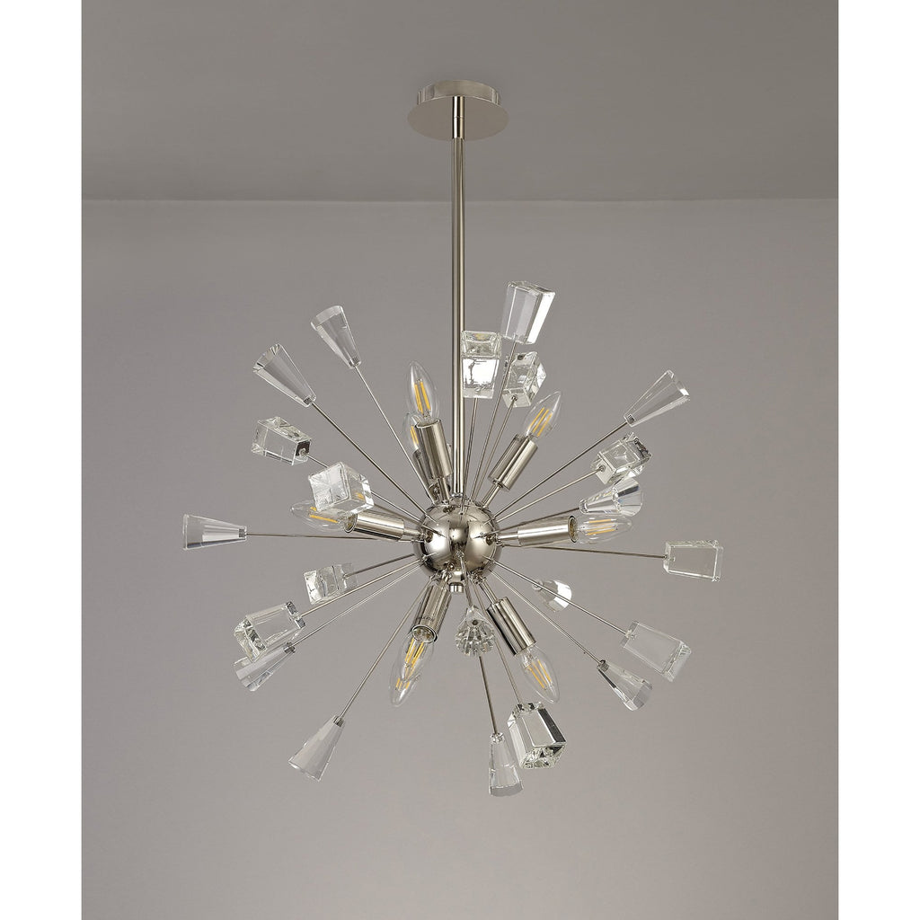 NL73929 Nellie Sputnik Pendant 9 Light Polished Nickel/Crystal