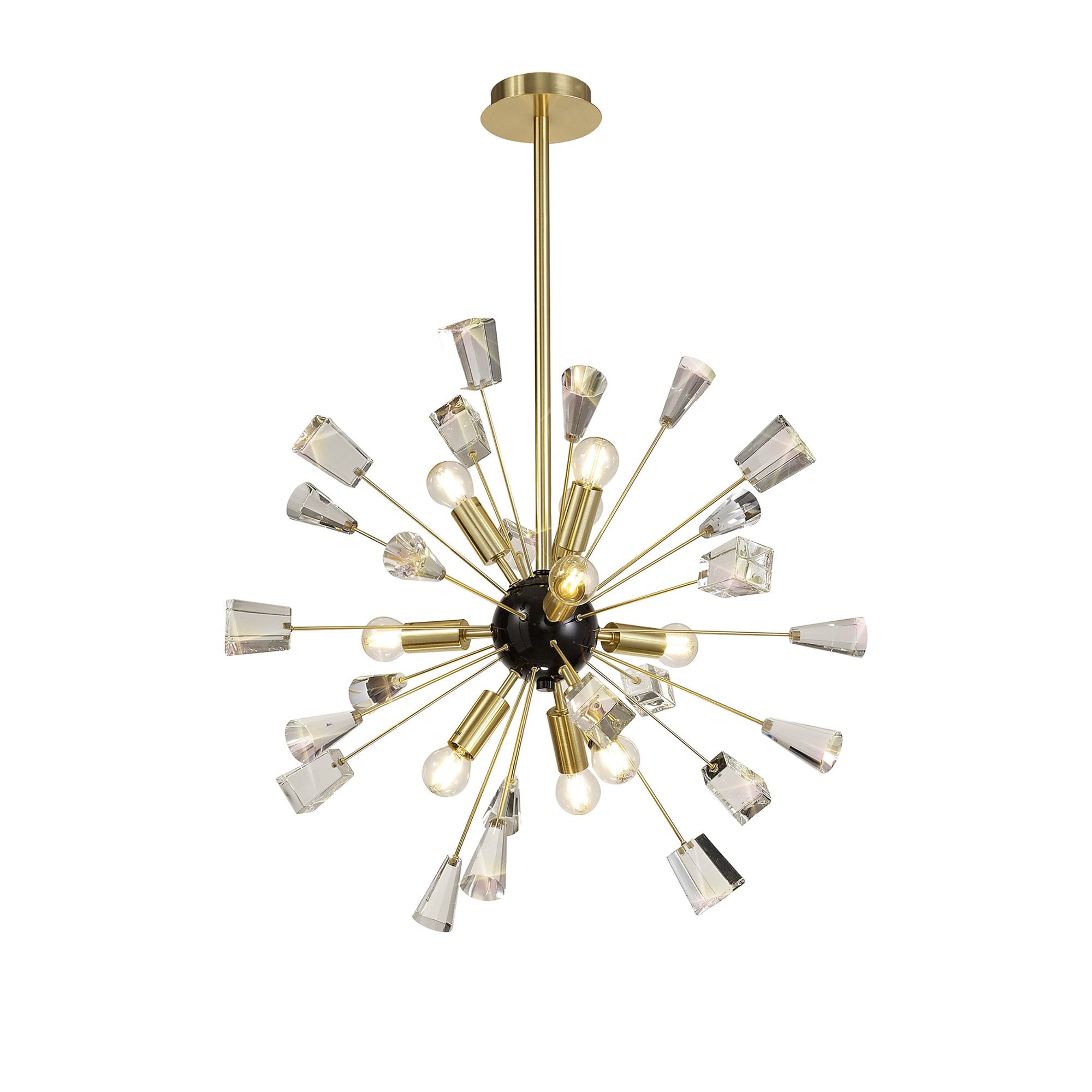 NL73939 Nellie Pendant Sputnik 9 Light Brushed Gold & Gloss Black/Crystal