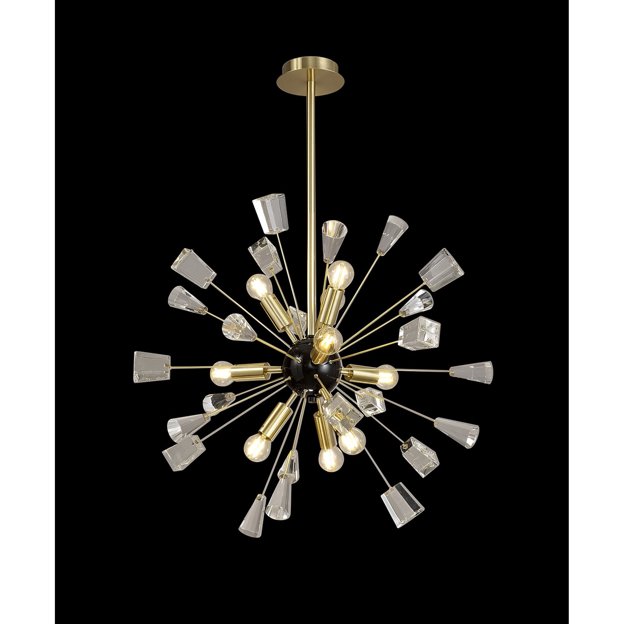 NL73939 Nellie Pendant Sputnik 9 Light Brushed Gold & Gloss Black/Crystal