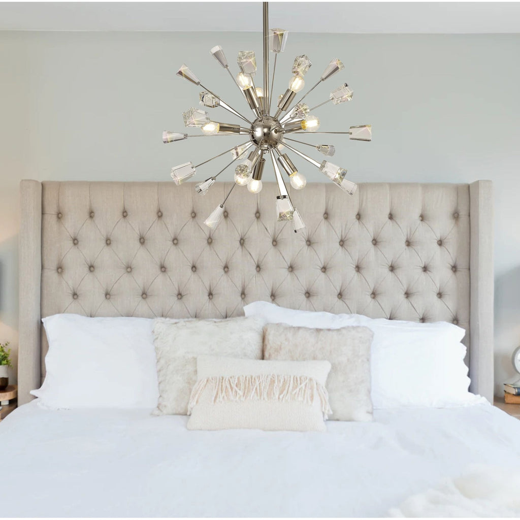NL73939 Nellie Pendant Sputnik 9 Light Brushed Gold & Gloss Black/Crystal