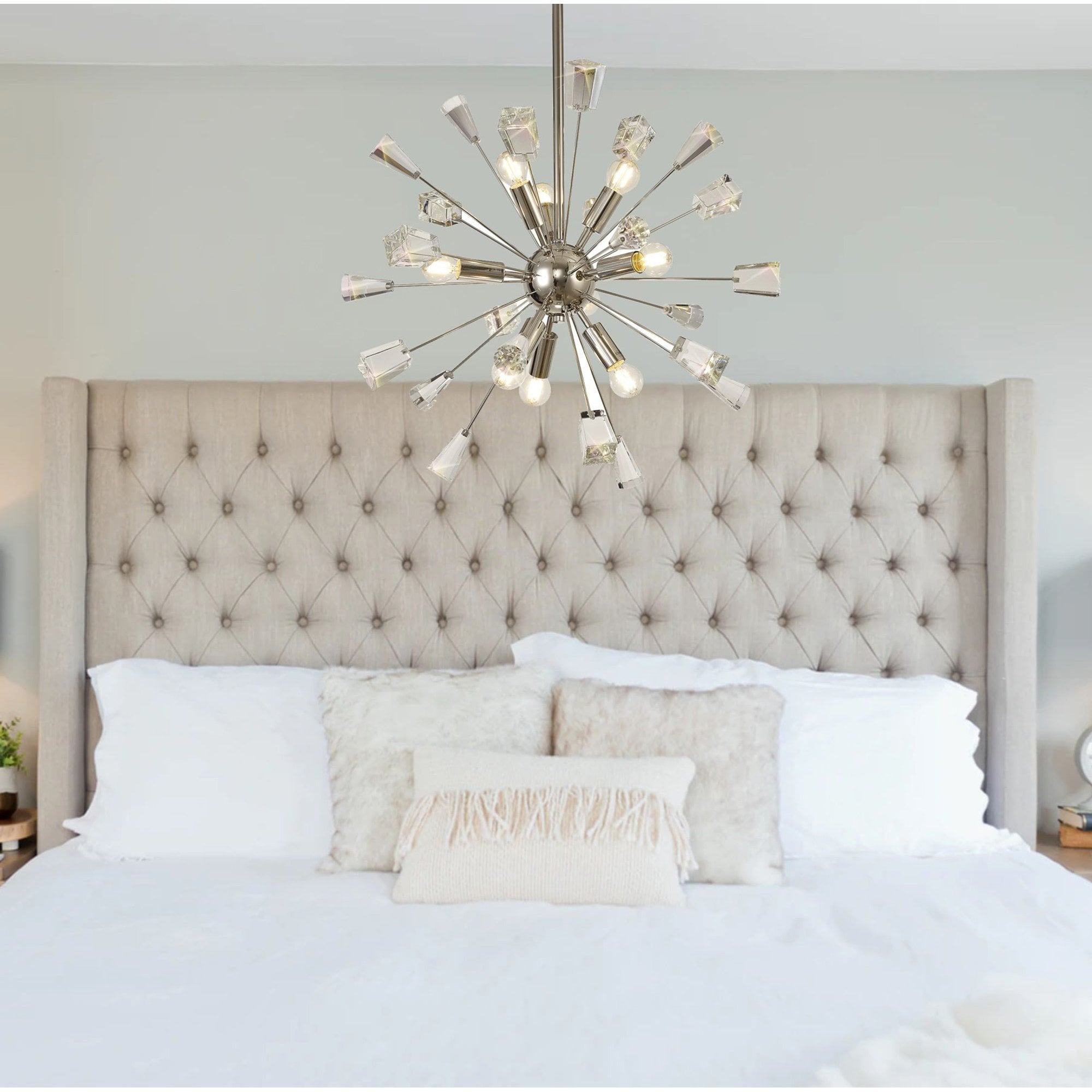 NL73939 Nellie Pendant Sputnik 9 Light Brushed Gold & Gloss Black/Crystal