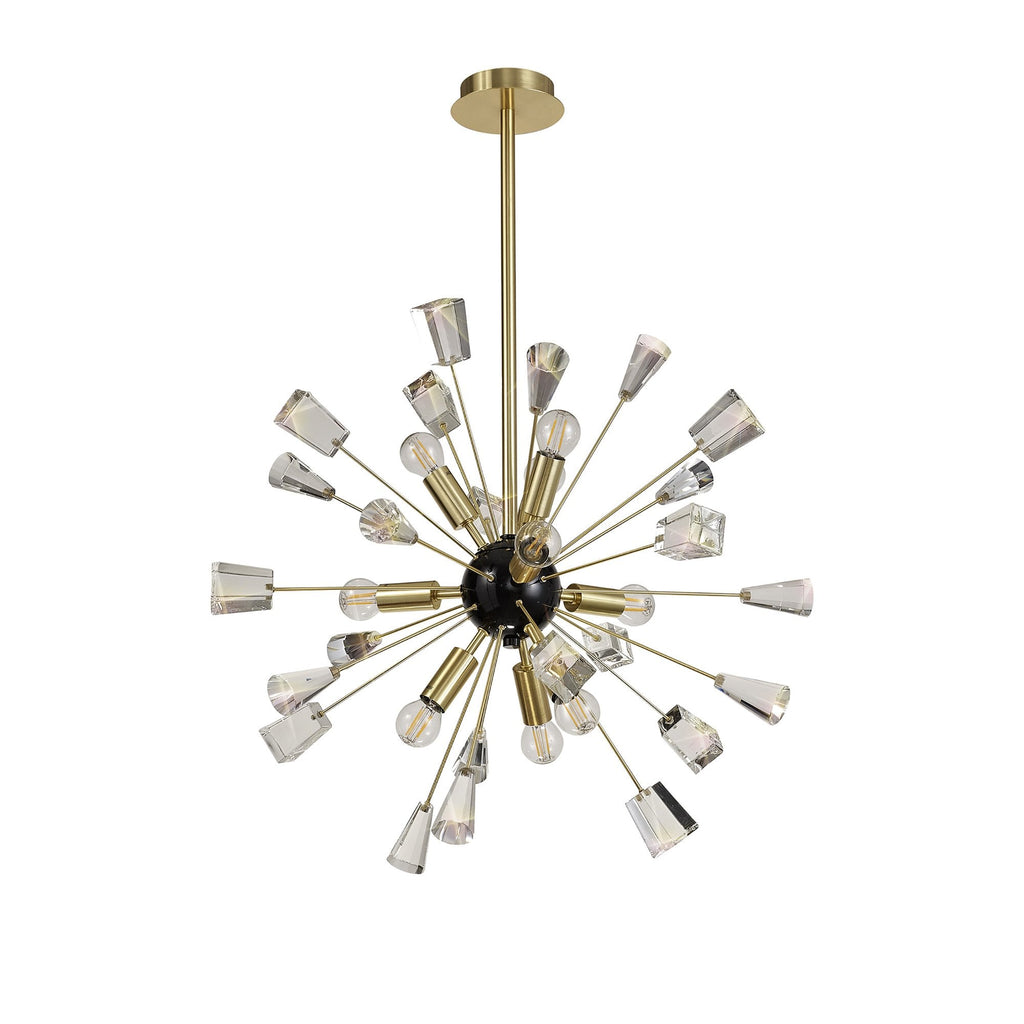 NL73939 Nellie Pendant Sputnik 9 Light Brushed Gold & Gloss Black/Crystal