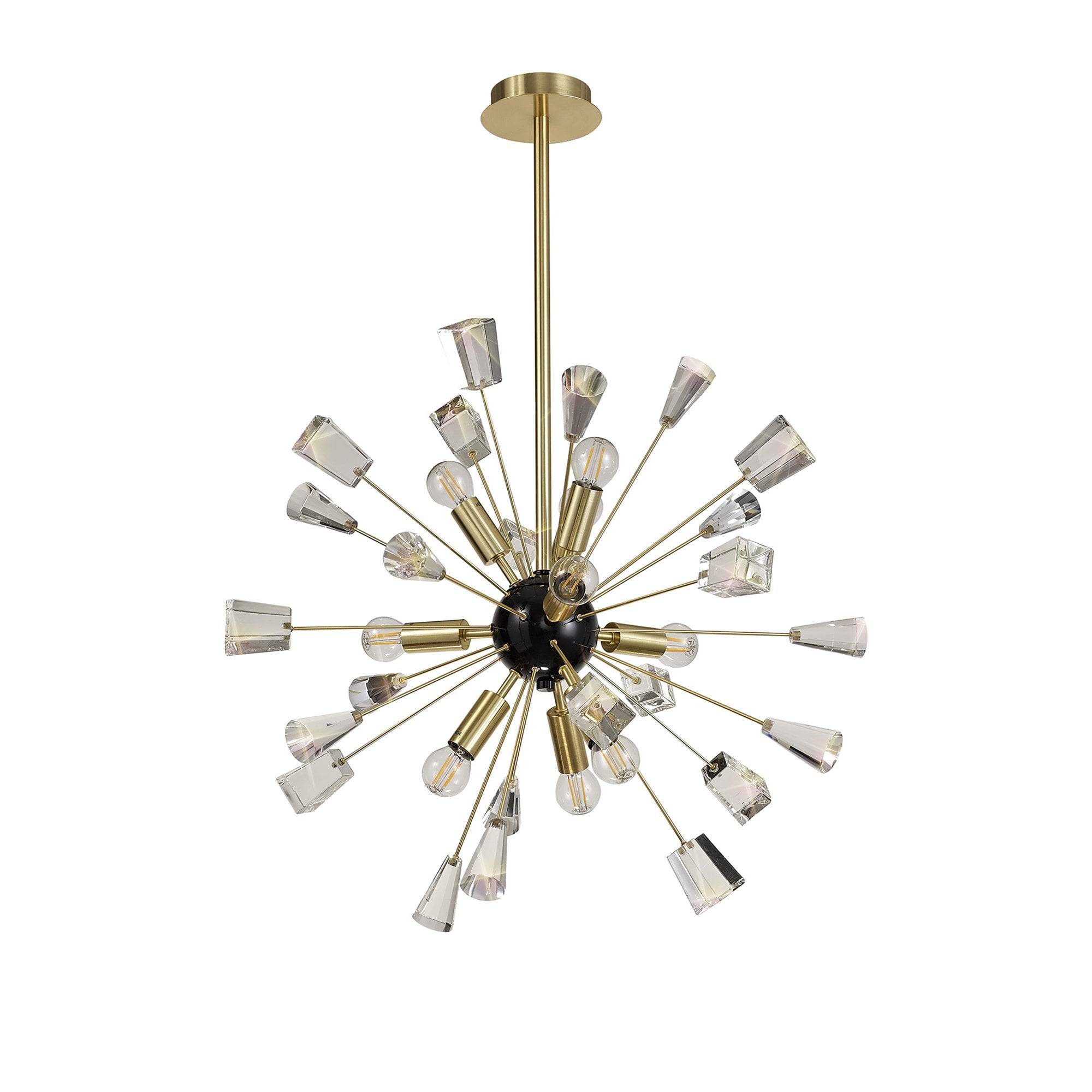 NL73939 Nellie Pendant Sputnik 9 Light Brushed Gold & Gloss Black/Crystal