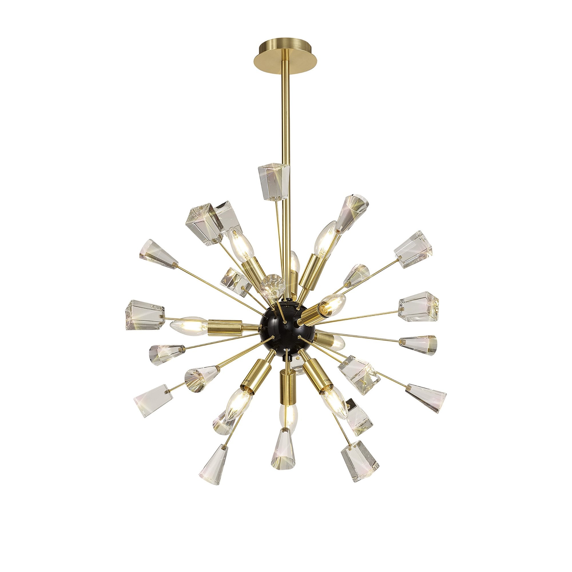 NL73939 Nellie Pendant Sputnik 9 Light Brushed Gold & Gloss Black/Crystal