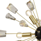 NL73939 Nellie Pendant Sputnik 9 Light Brushed Gold & Gloss Black/Crystal