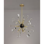 NL73939 Nellie Pendant Sputnik 9 Light Brushed Gold & Gloss Black/Crystal