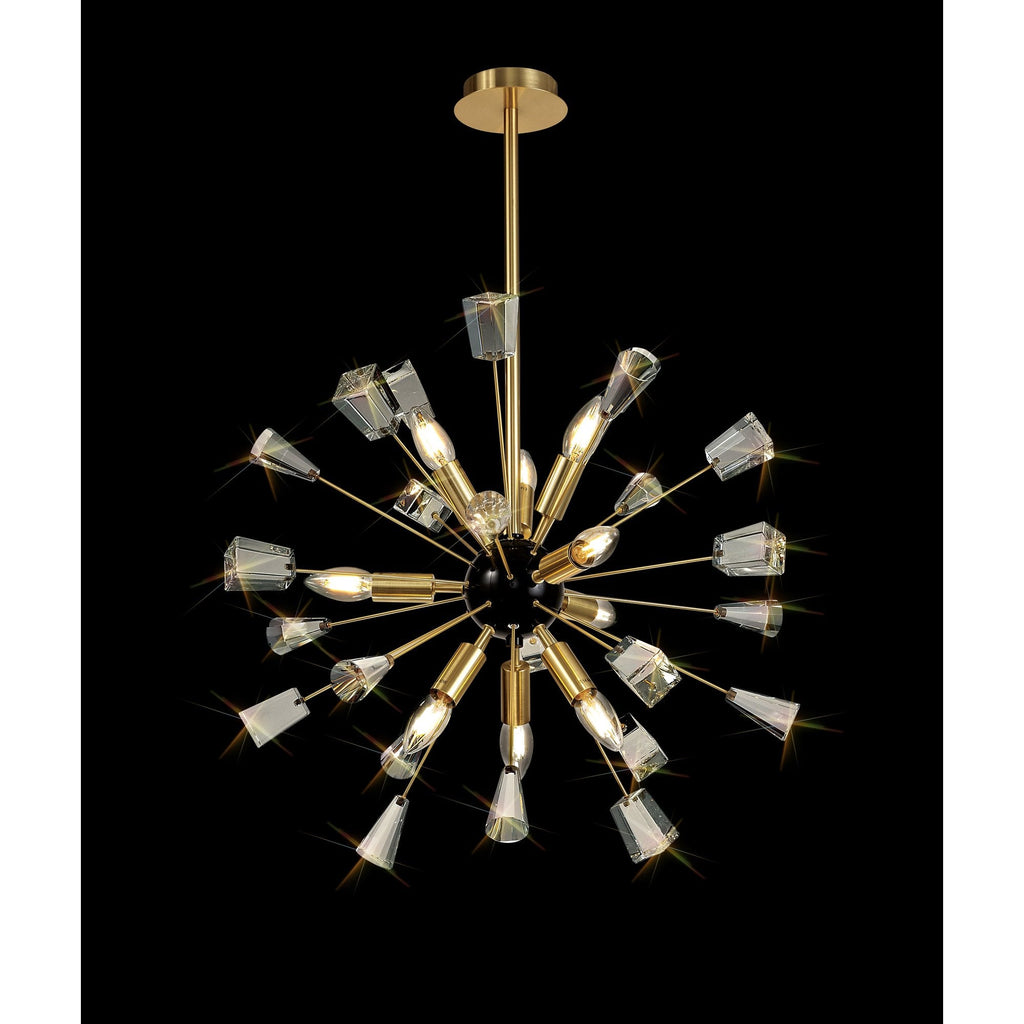 NL73939 Nellie Pendant Sputnik 9 Light Brushed Gold & Gloss Black/Crystal