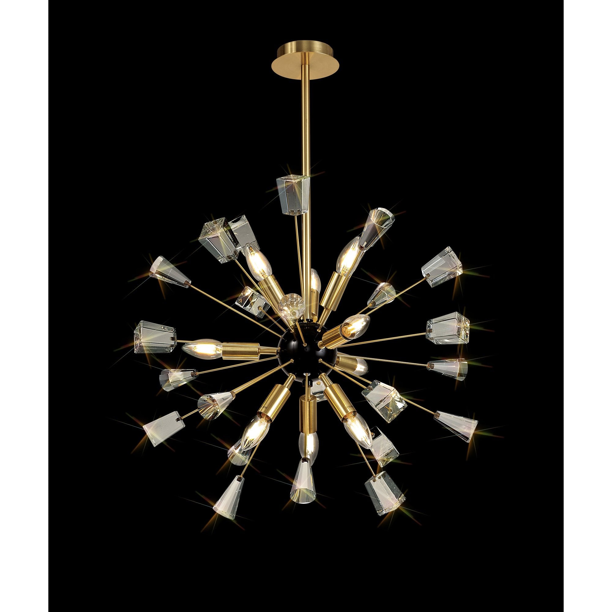 NL73939 Nellie Pendant Sputnik 9 Light Brushed Gold & Gloss Black/Crystal