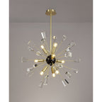 NL73939 Nellie Pendant Sputnik 9 Light Brushed Gold & Gloss Black/Crystal