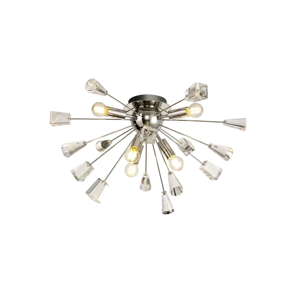 NL80619 Nellie Ceiling Sputnik 6 Light Polished Nickel/Crystal