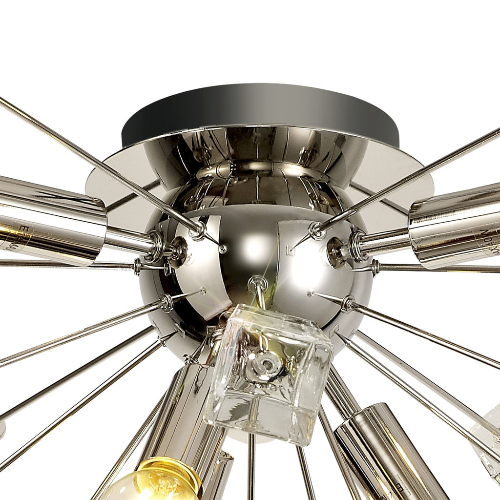 NL80619 Nellie Ceiling Sputnik 6 Light Polished Nickel/Crystal
