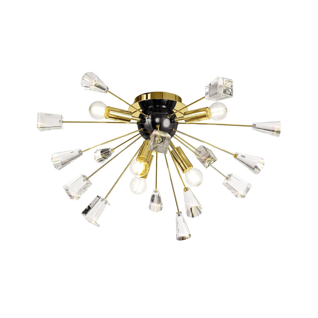 NL80629 Nellie Ceiling Sputnik 6 Light Brushed Gold & Gloss Black/Crystal
