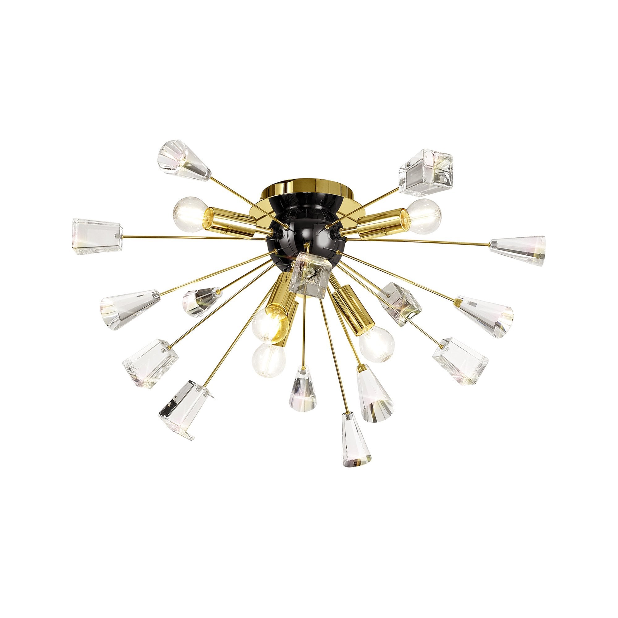 NL80629 Nellie Ceiling Sputnik 6 Light Brushed Gold & Gloss Black/Crystal