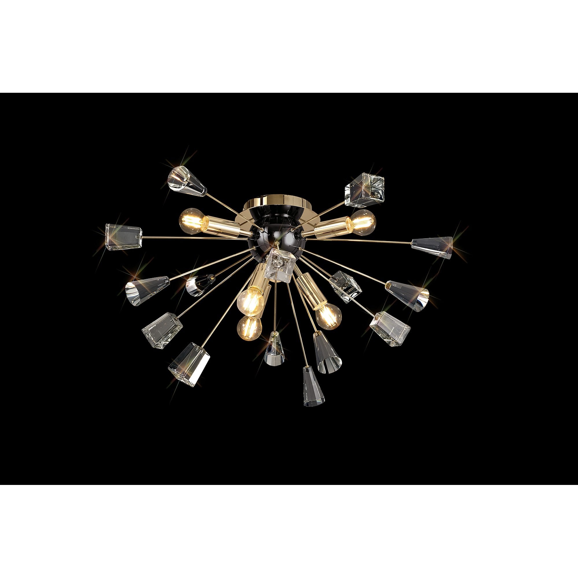 NL80629 Nellie Ceiling Sputnik 6 Light Brushed Gold & Gloss Black/Crystal