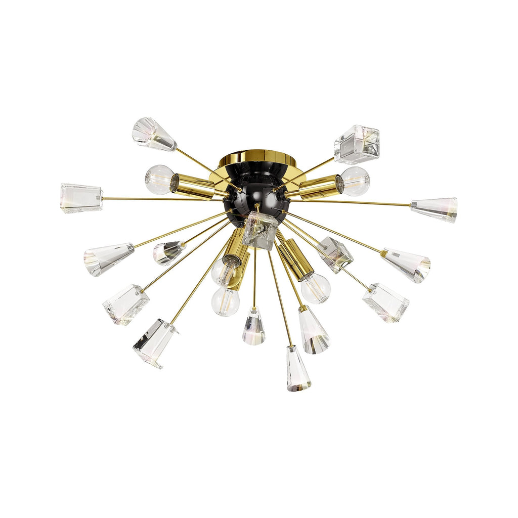 NL80629 Nellie Ceiling Sputnik 6 Light Brushed Gold & Gloss Black/Crystal