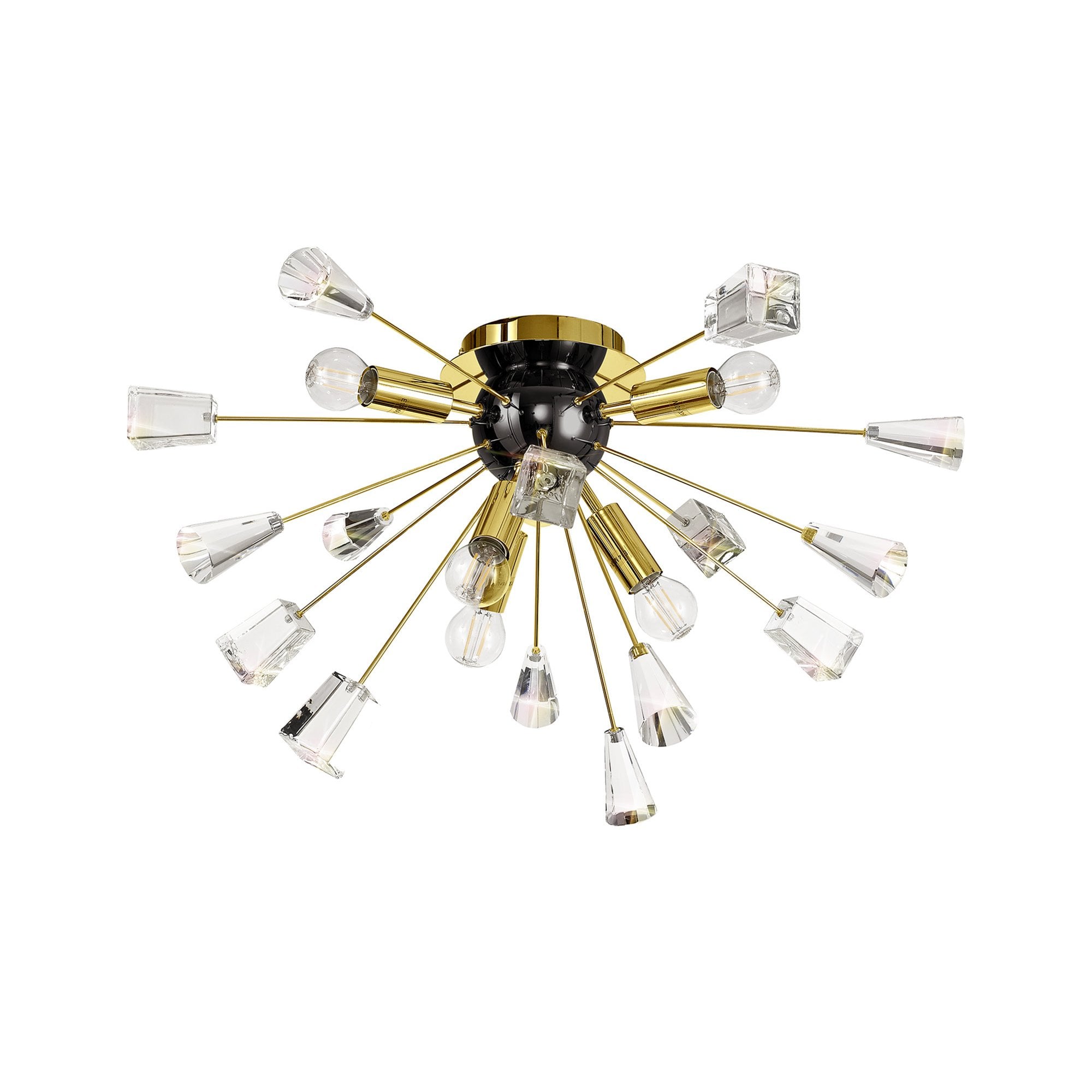 NL80629 Nellie Ceiling Sputnik 6 Light Brushed Gold & Gloss Black/Crystal