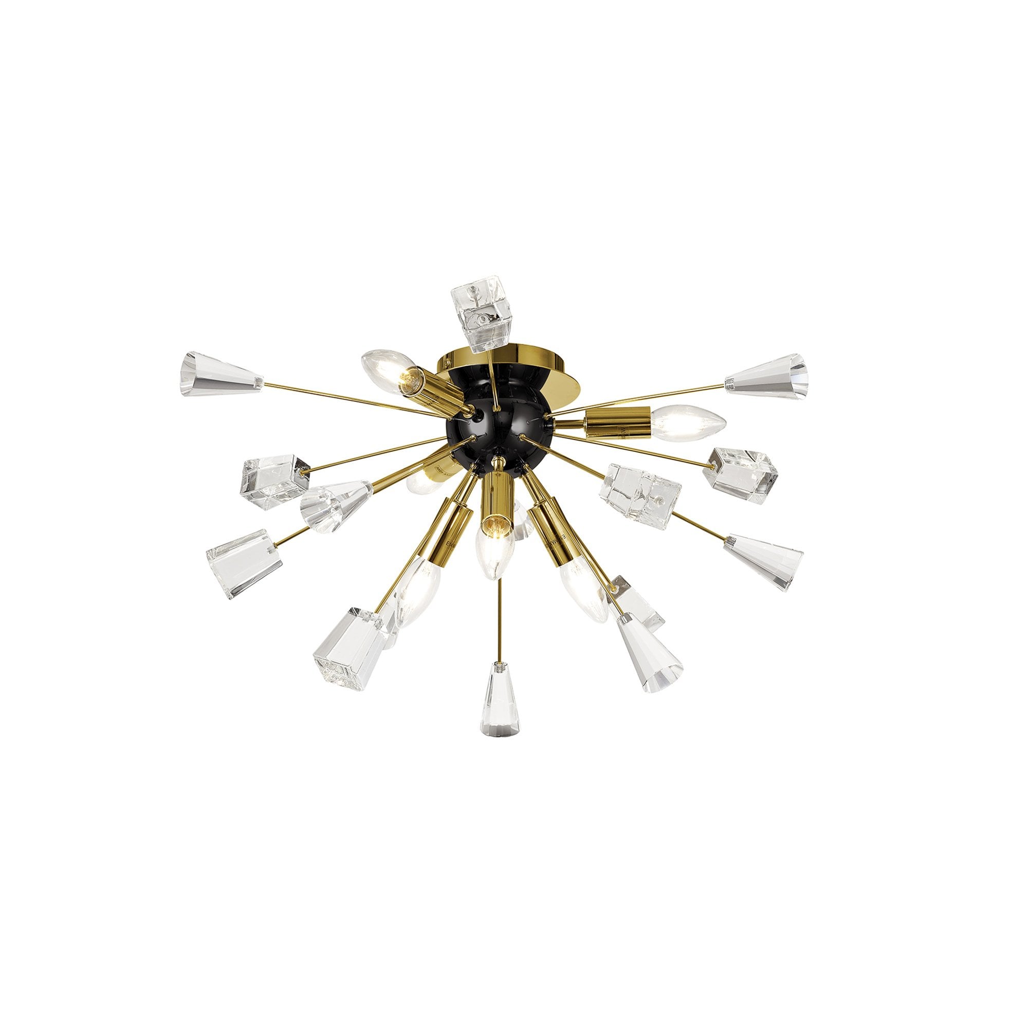 NL80629 Nellie Ceiling Sputnik 6 Light Brushed Gold & Gloss Black/Crystal