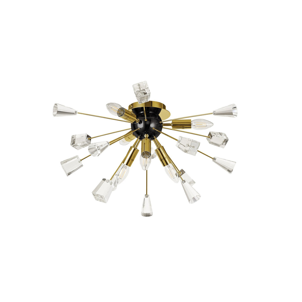 NL80629 Nellie Ceiling Sputnik 6 Light Brushed Gold & Gloss Black/Crystal