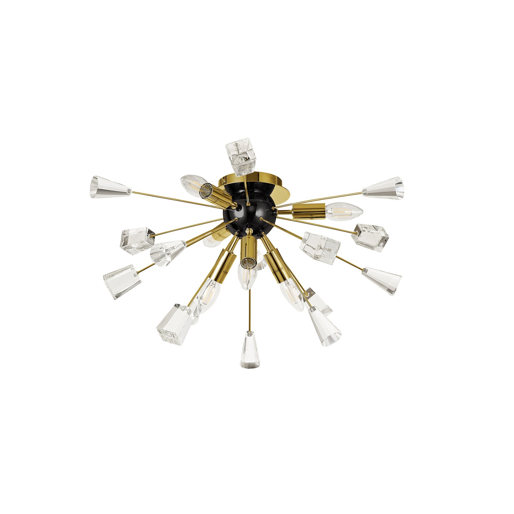 NL80629 Nellie Ceiling Sputnik 6 Light Brushed Gold & Gloss Black/Crystal
