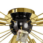 NL80629 Nellie Ceiling Sputnik 6 Light Brushed Gold & Gloss Black/Crystal