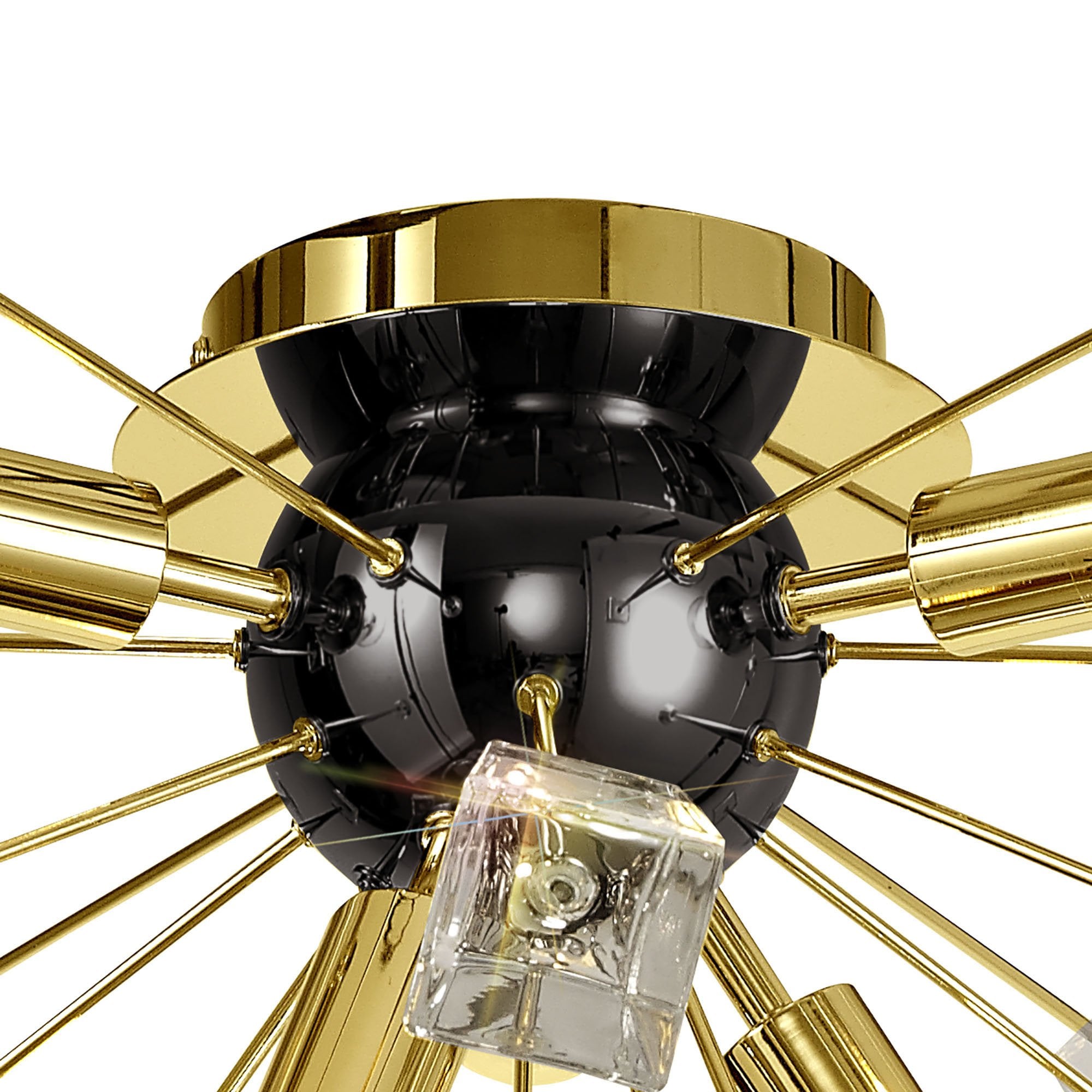 NL80629 Nellie Ceiling Sputnik 6 Light Brushed Gold & Gloss Black/Crystal