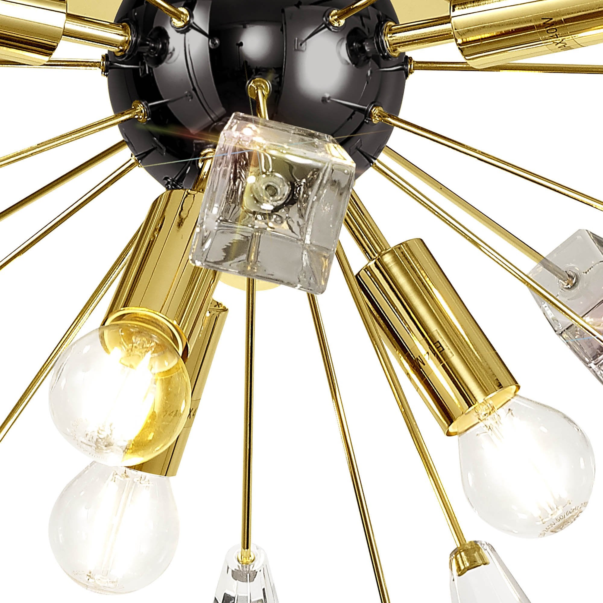 NL80629 Nellie Ceiling Sputnik 6 Light Brushed Gold & Gloss Black/Crystal