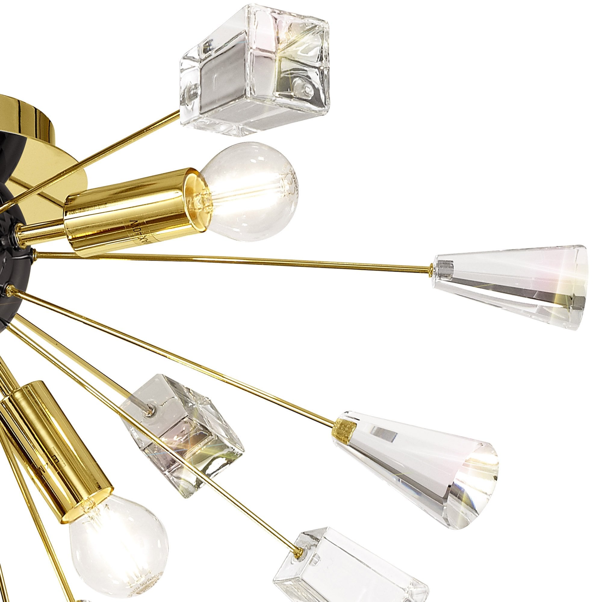 NL80629 Nellie Ceiling Sputnik 6 Light Brushed Gold & Gloss Black/Crystal