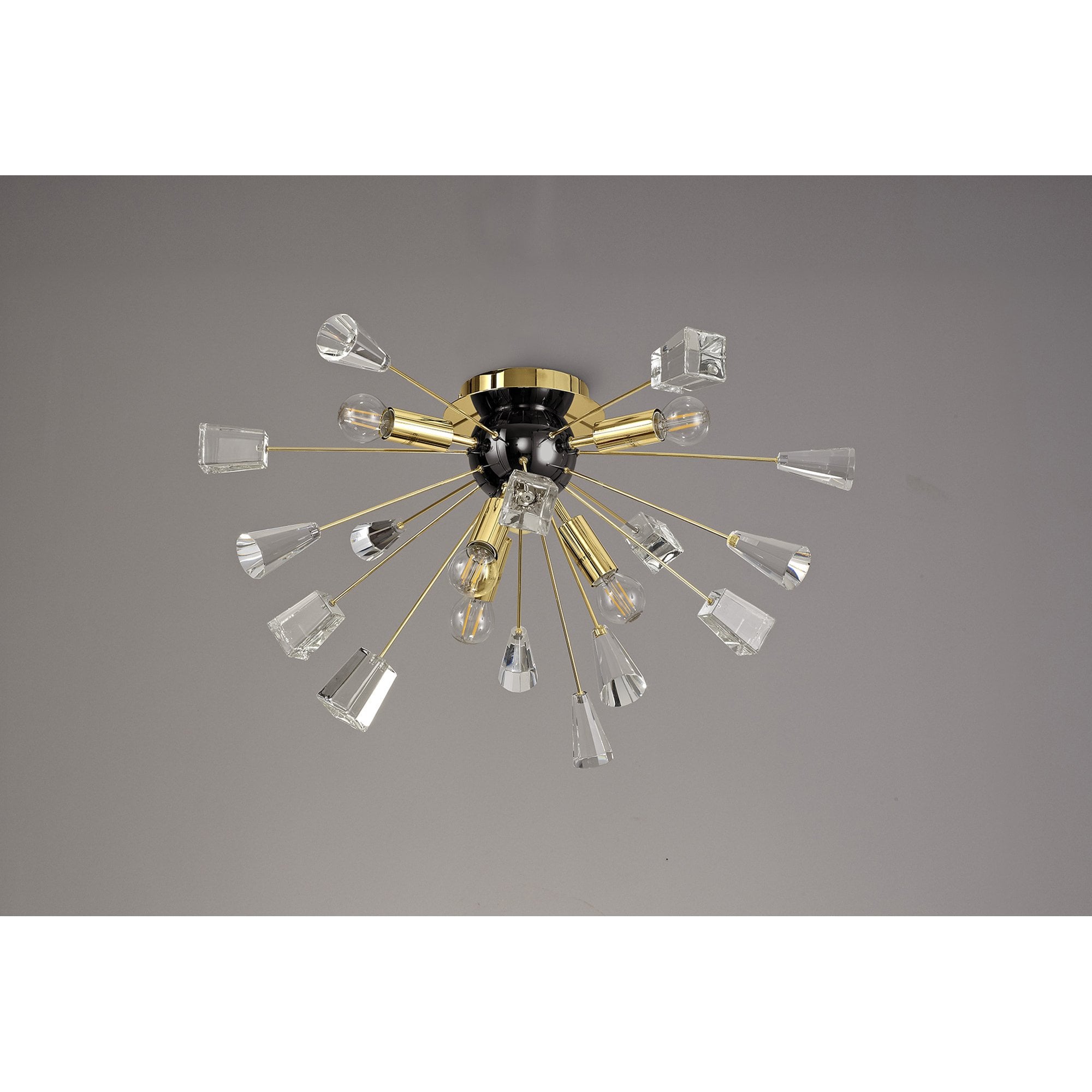 NL80629 Nellie Ceiling Sputnik 6 Light Brushed Gold & Gloss Black/Crystal