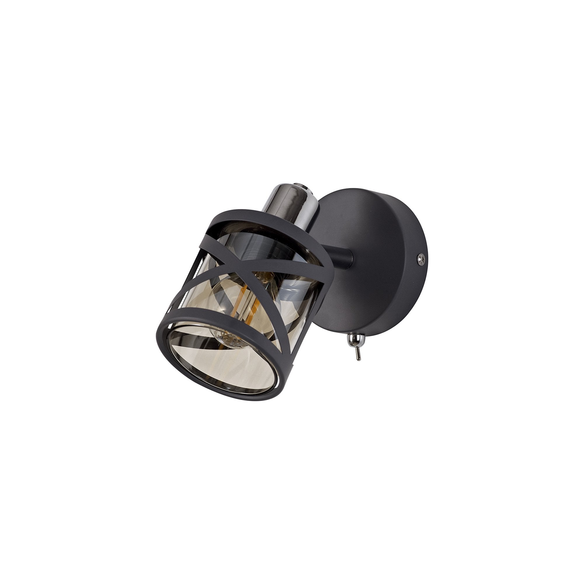 NL81119 Nivarna 1 Light Spot Light Matt Grey/Polished Chrome/Cognac