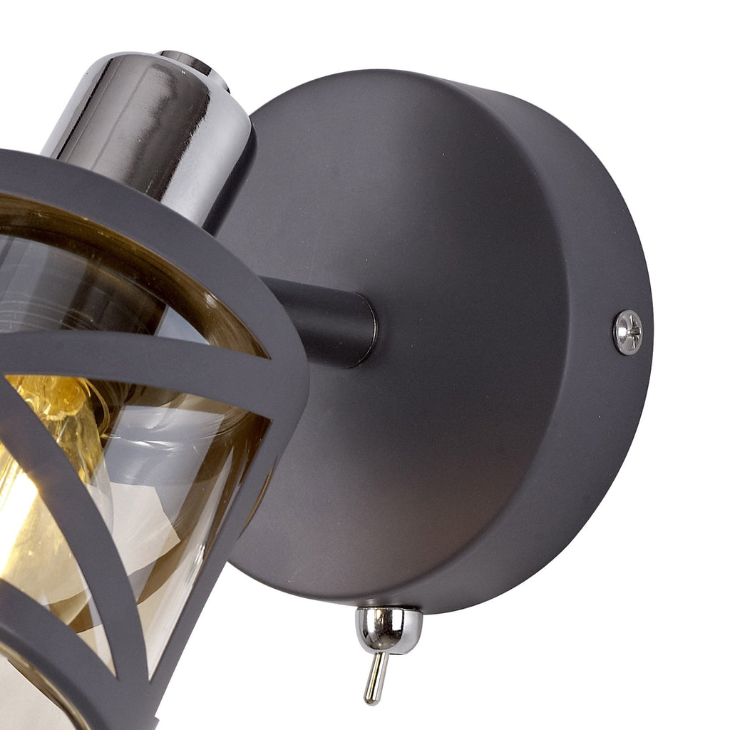 NL81119 Nivarna 1 Light Spot Light Matt Grey/Polished Chrome/Cognac