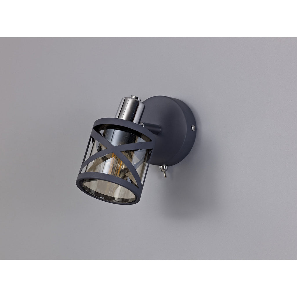 NL81119 Nivarna 1 Light Spot Light Matt Grey/Polished Chrome/Cognac