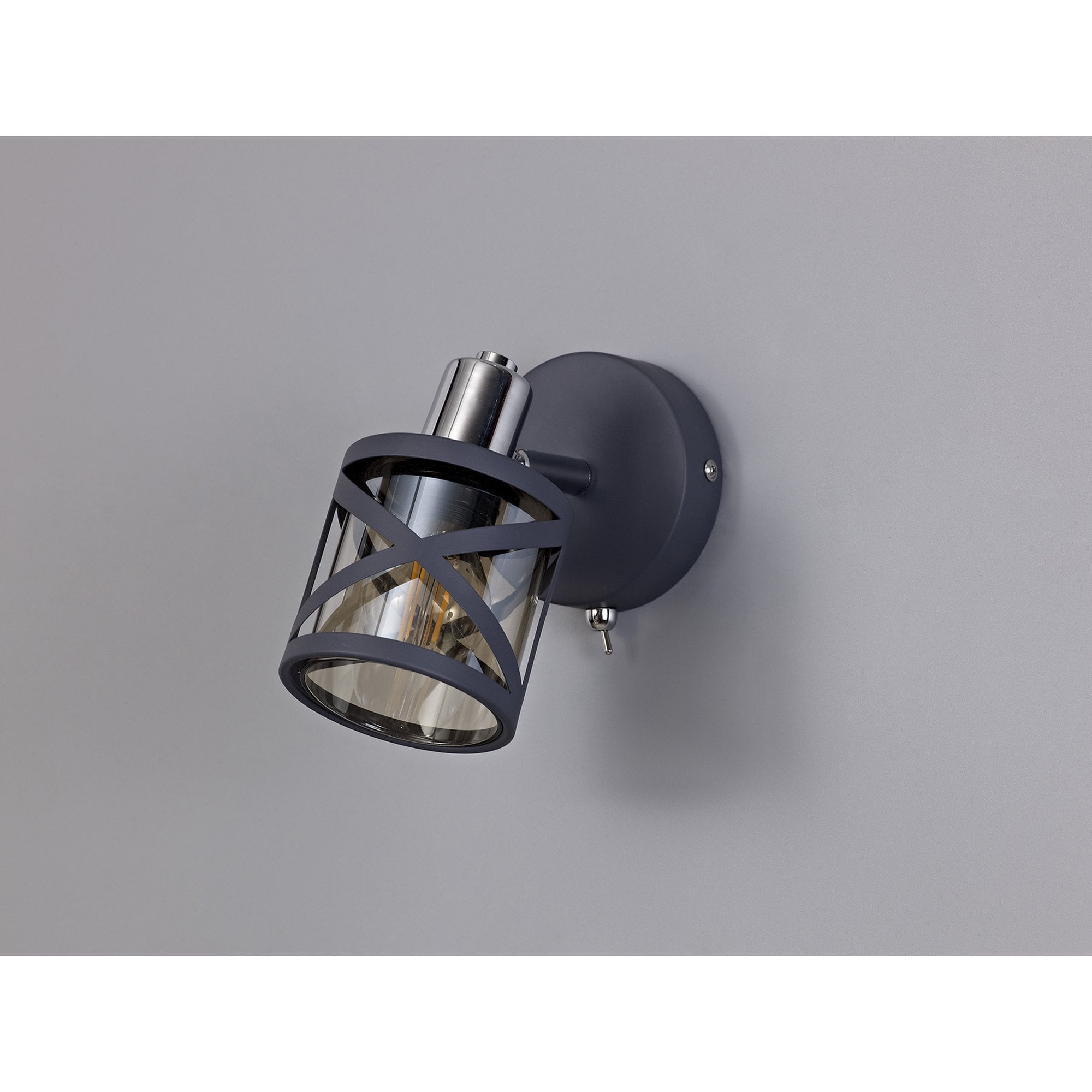 NL81119 Nivarna 1 Light Spot Light Matt Grey/Polished Chrome/Cognac