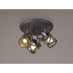 NL81129 Nivarna 3 Light Round Spot Light Matt Grey/Polished Chrome/Cognac
