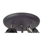 NL81129 Nivarna 3 Light Round Spot Light Matt Grey/Polished Chrome/Cognac