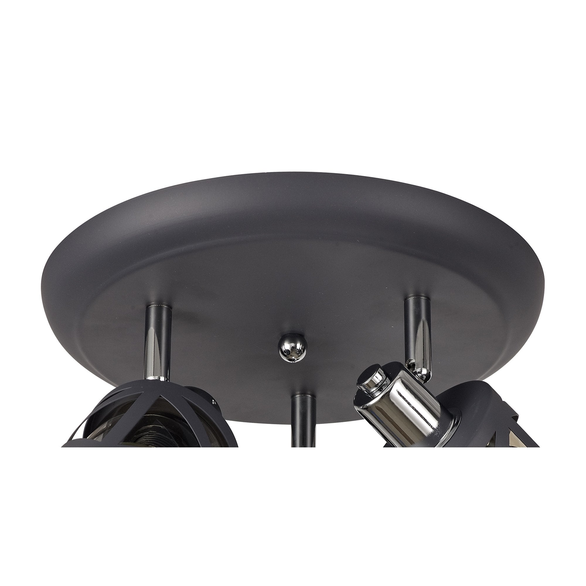 NL81129 Nivarna 3 Light Round Spot Light Matt Grey/Polished Chrome/Cognac