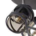 NL81129 Nivarna 3 Light Round Spot Light Matt Grey/Polished Chrome/Cognac