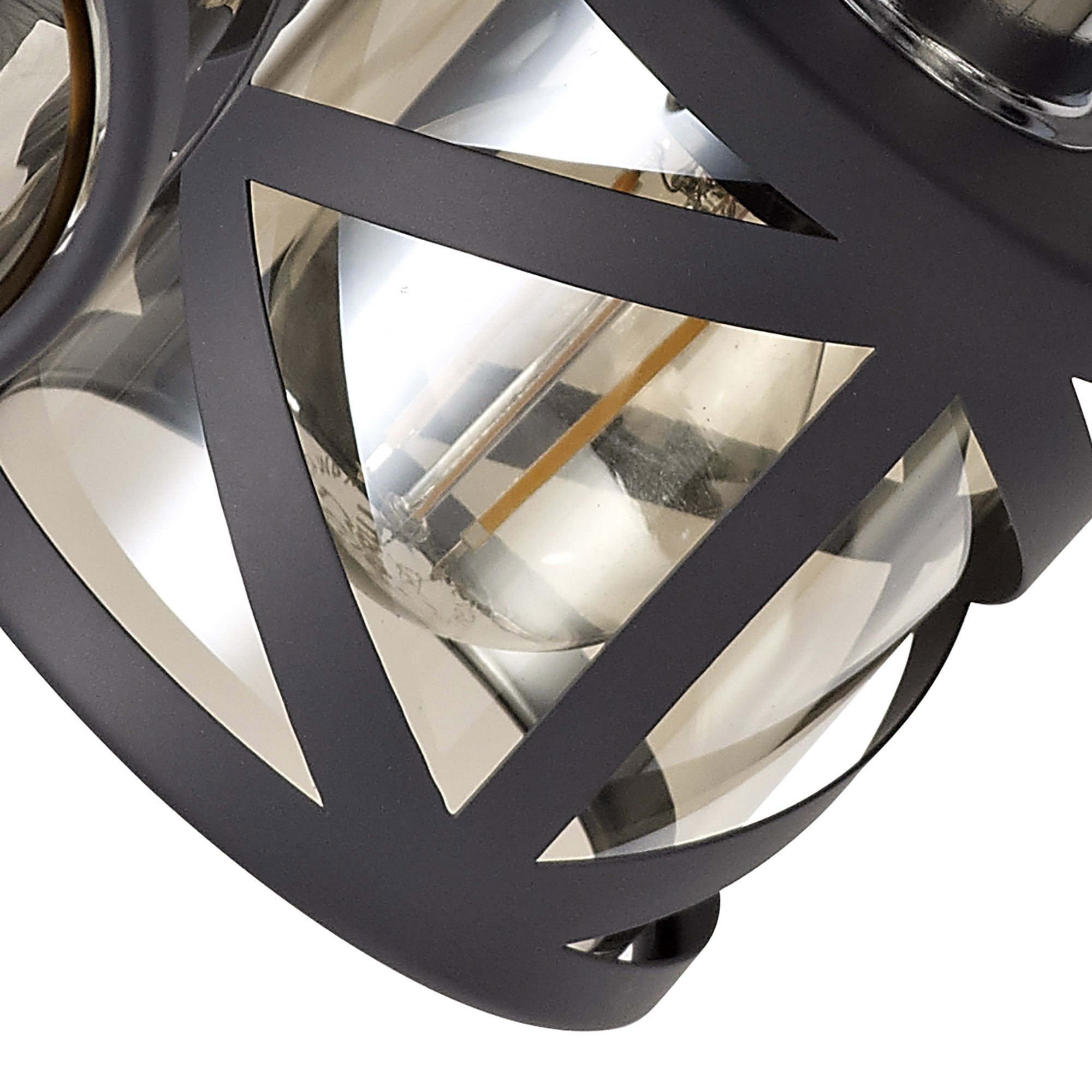 NL81129 Nivarna 3 Light Round Spot Light Matt Grey/Polished Chrome/Cognac