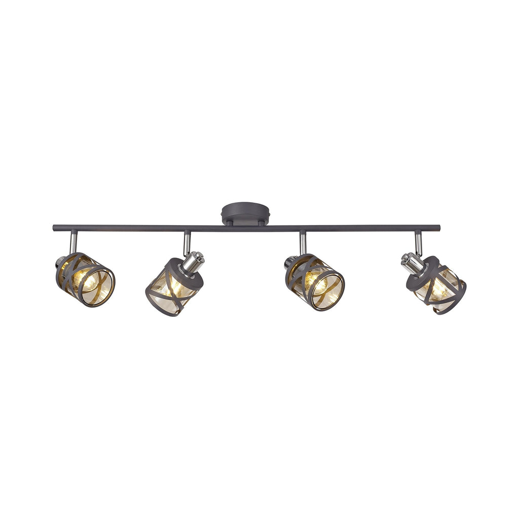 NL81139 Nivarna 4Bar  Light Spot Light Matt Grey/Polished Chrome/Cognac