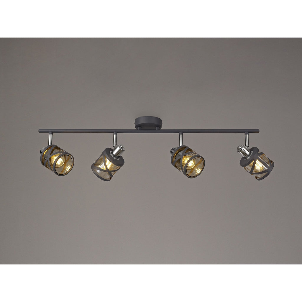 NL81139 Nivarna 4Bar  Light Spot Light Matt Grey/Polished Chrome/Cognac
